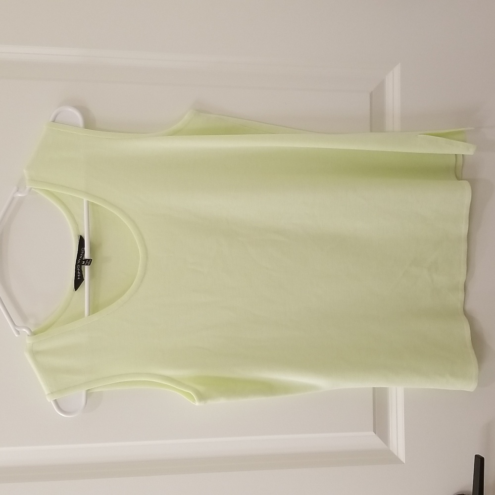 Ming Wang Vibrant Light Green/Yellow Summer Scoop Neck Knit Tank - Picture 2 of 5